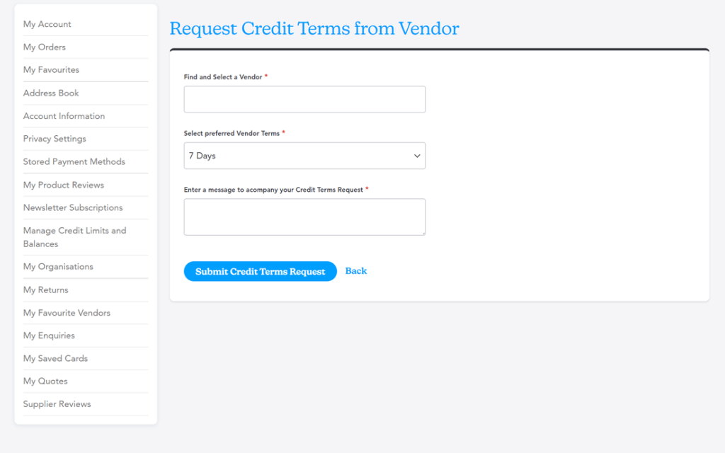 Organisation Credit Terms and Limits