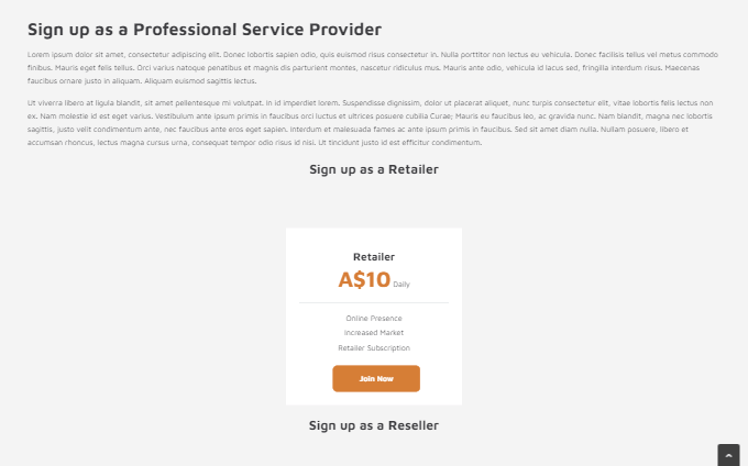 Omnyfy - Vendor sign up subscription on front-end